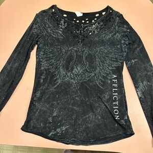 Affliction ladies long sleeve shirt with cutouts